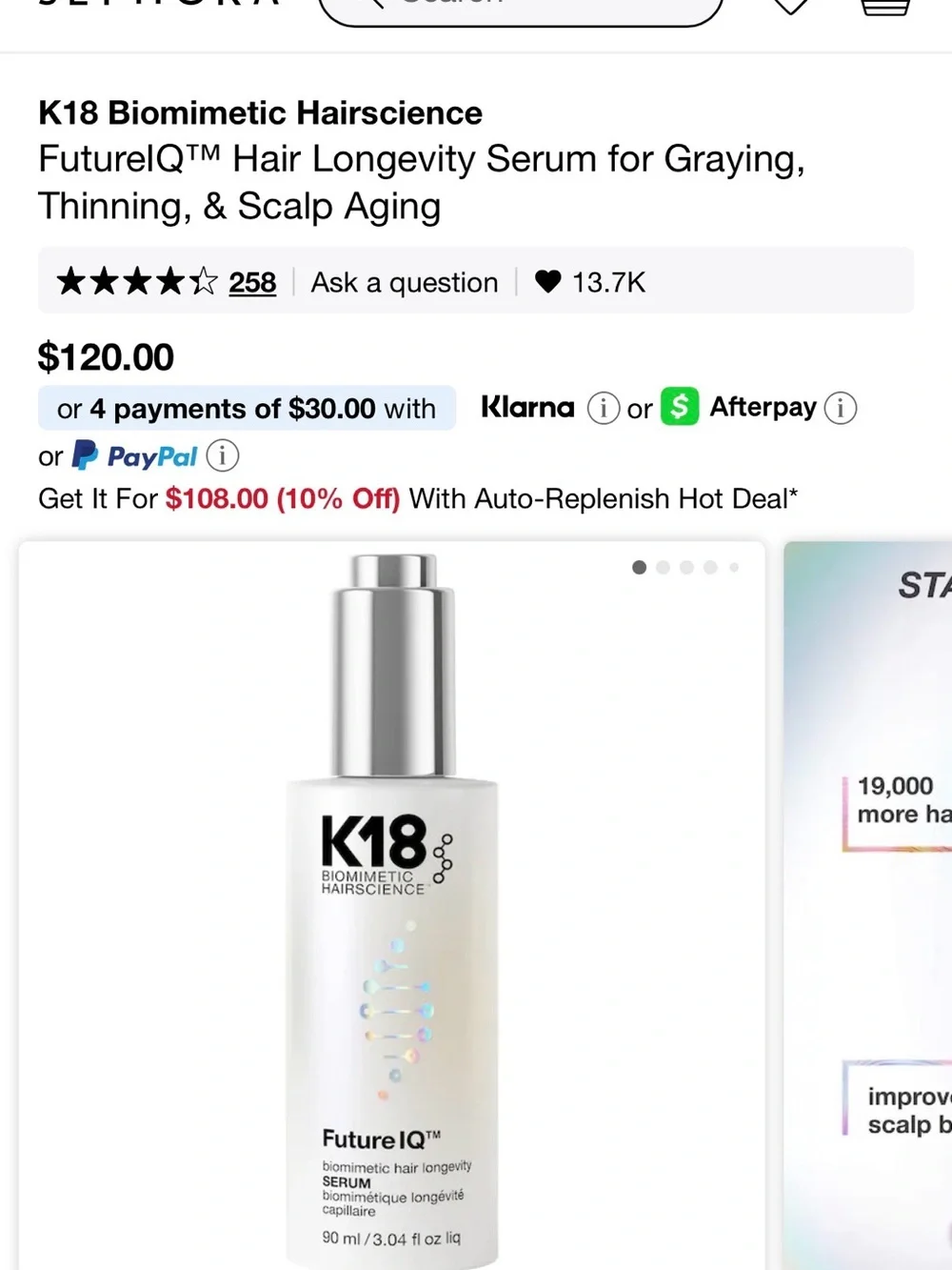 K18 Future IQ Hair Serum — White